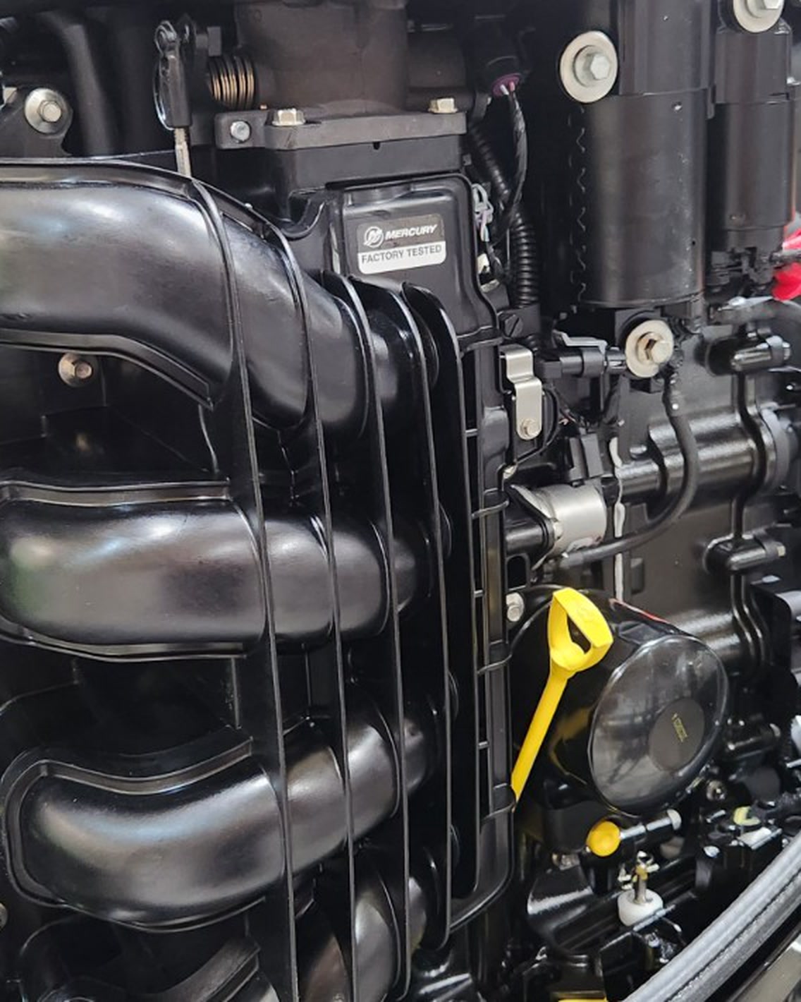 Mercury outboard engine opened for professional service
